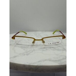 LA MATTA RUNWAY Eyeglass Frames 50-20 Half‎ Rim Gold Red Green Germany